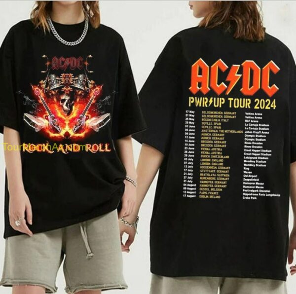 2024 ACDC Pwr Up World Tour Shirt ACDC Rock And Roll Graphic Tee ACDC Tour Merch 1 women