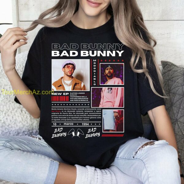 Bad Bunny Modo Diablo T shirt Bad Bunny Album Cover Graphic Tee Bad Bunny 2024 Merch 1 black tee