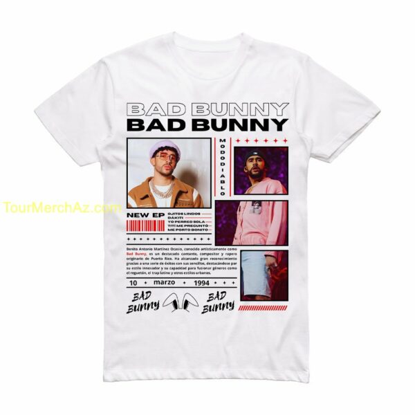 Bad Bunny Modo Diablo T shirt Bad Bunny Album Cover Graphic Tee Bad Bunny 2024 Merch 2 white tee