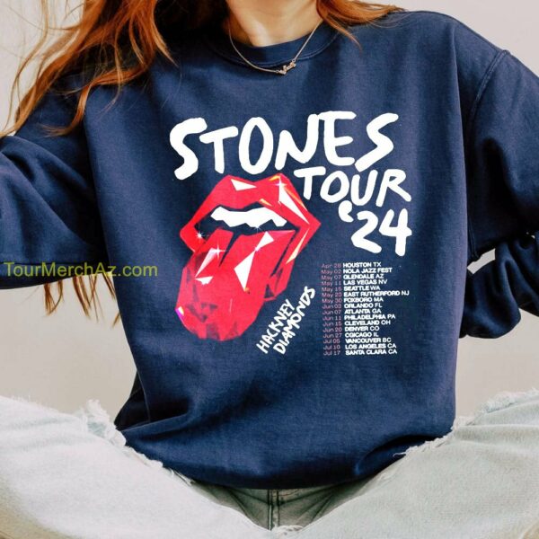 The Rolling Stones Hackney Diamonds Tour 2024 Setlist T Shirt Rolling Stones Concert Dates Merch 2 sweatshirt