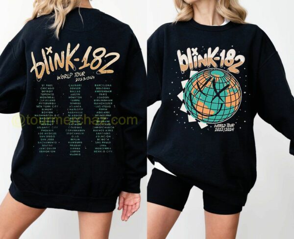 Blink 182 Concert Dates 2023 2024 Merch Blink 182 Tour Locations Shirts 3 sweatshirt