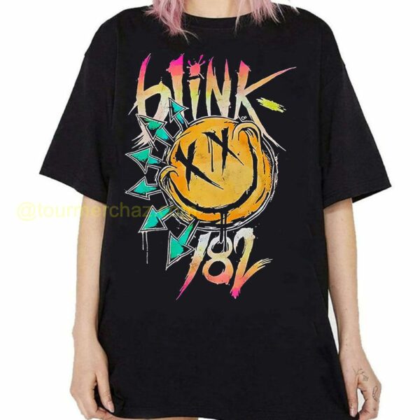 Blink 182 Graffiti Logo Tee Iconic Smiley Face Band Merch 1