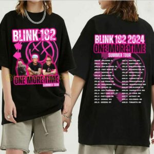 Blink 182 One More Time Summer Tour 2024 Tee Blink 182 Pink Playful Smiley Logo Tour Dates Merch