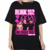 Blink 182 One More Time Summer Tour Graphic Tee Blink 182 Pink Smiley Logo on Black Merch 1