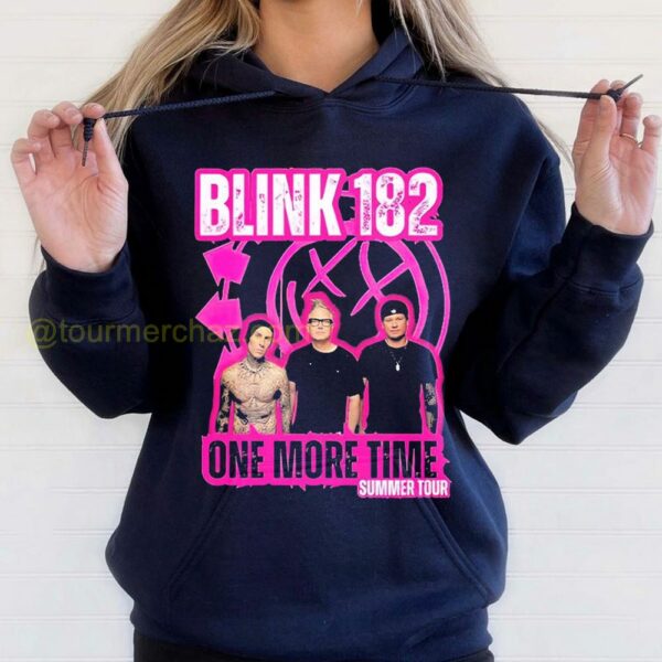 Blink 182 One More Time Summer Tour Graphic Tee Blink 182 Pink Smiley Logo on Black Merch 2 hoodie