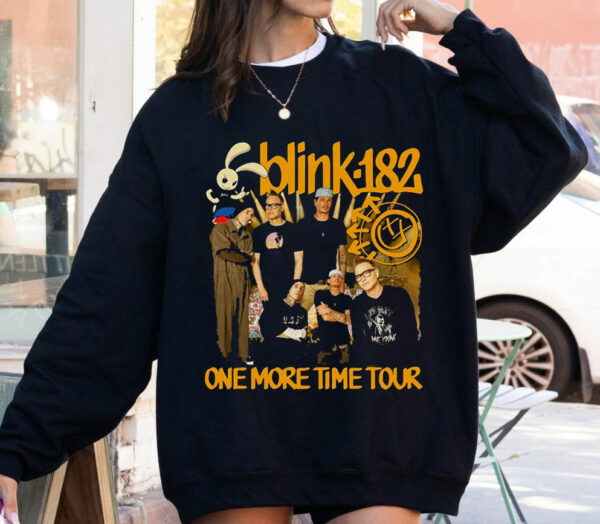 Blink 182 One More Time Tour Orange Graphic Shirts Blink 182 Playful Bunny Graphic Concert Merch 3 sweatshirt