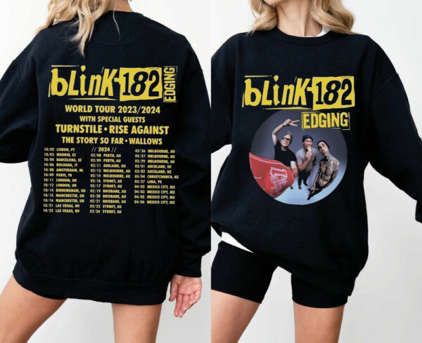 Blink 182 World Tour 2023 2024 Concert Shirt Blink 182 Tour Dates Special Guests Lineup Merch 3 sweatshirt