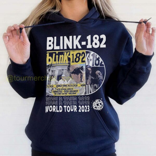 Blink 182 World Tour Graphic Tee Black Collage Design 2023 2024 Blink 182 Concert Merch 2 hoodie