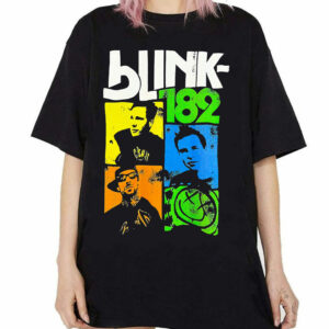 Vintage Blink 182 Pop Punk Band Tee Colorful Square Graphics Merch Iconic Smiley Face Blink 182 Shirts 1