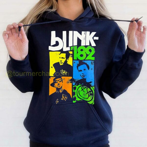 Vintage Blink 182 Pop Punk Band Tee Colorful Square Graphics Merch Iconic Smiley Face Blink 182 Shirts 2 hoodie