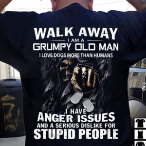 Grumpy Old Man Skull Graphic Tee with Dogs Theme and Humor Design