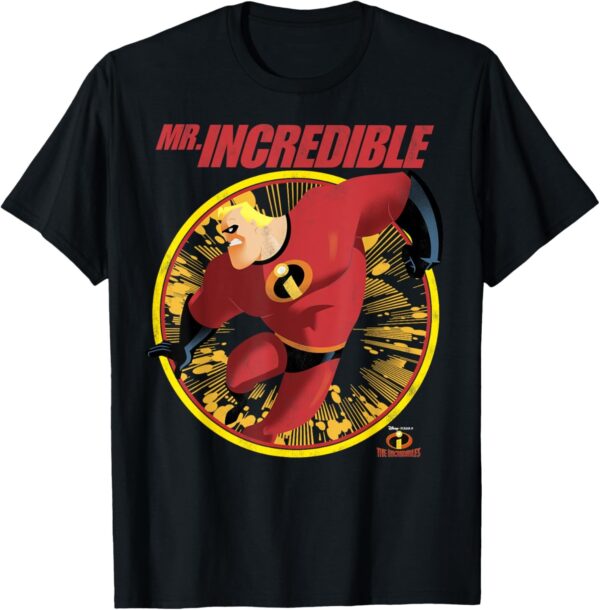 Mr. Incredible Action Pose Graphic T Shirt with Retro Burst Design from The Incredibles