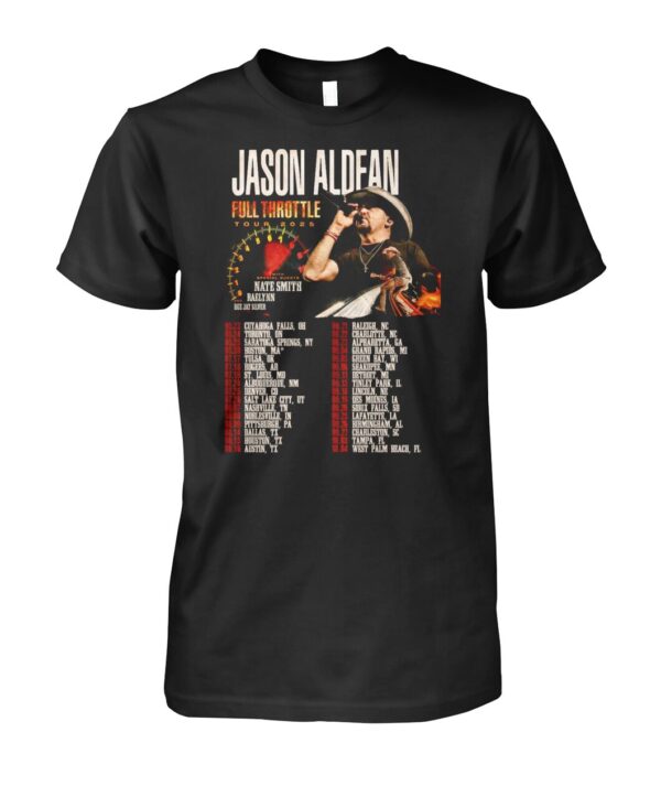 Jason Aldean Full Throttle Tour 2025 Concert Tee with Tour Dates and Graphic Art