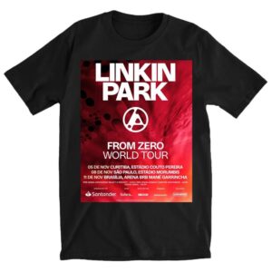 Linkin Park From Zero World Tour 2025 Brazil Schedule T shirt with Bold Graphic Design