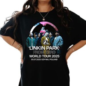 Linkin Park From Zero World Tour 2025 Gdynia Poland T Shirt with Iconic Headphones Design