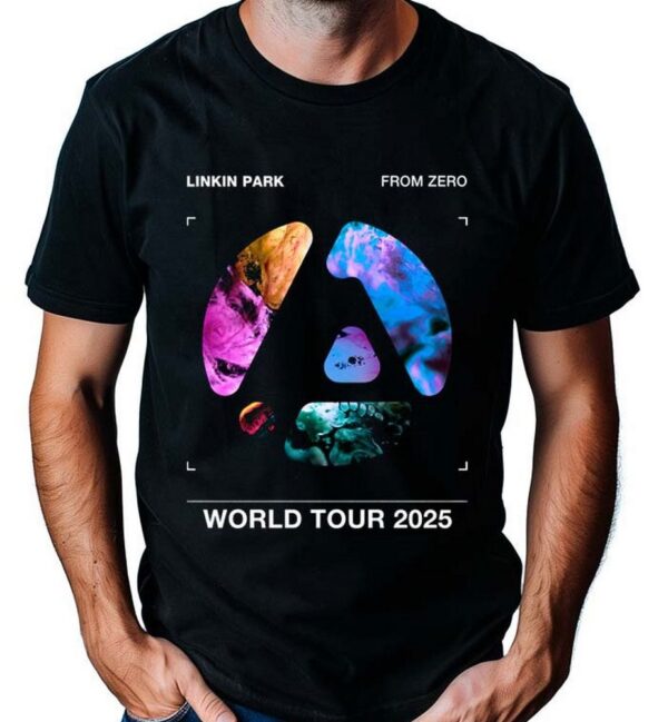 Linkin Park From Zero World Tour 2025 T Shirt with Abstract Art Design and Vibrant Colors