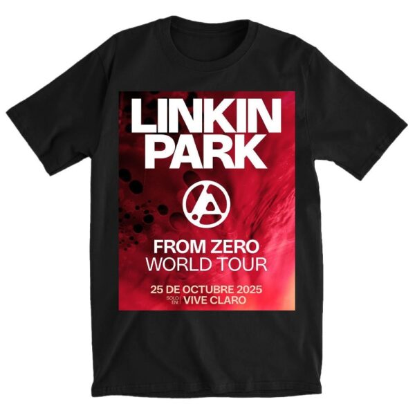 Linkin Park From Zero World Tour Colombia 2025 T Shirt with Bold Graphic Design